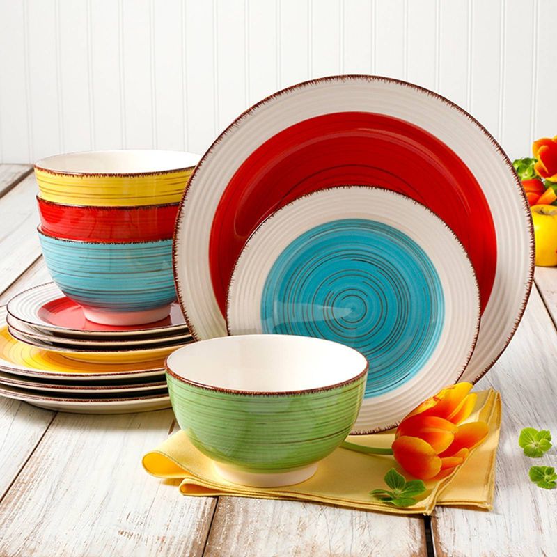 Gibson Home 12pc Ceramic Confetti Mix and Match Dinnerware Set