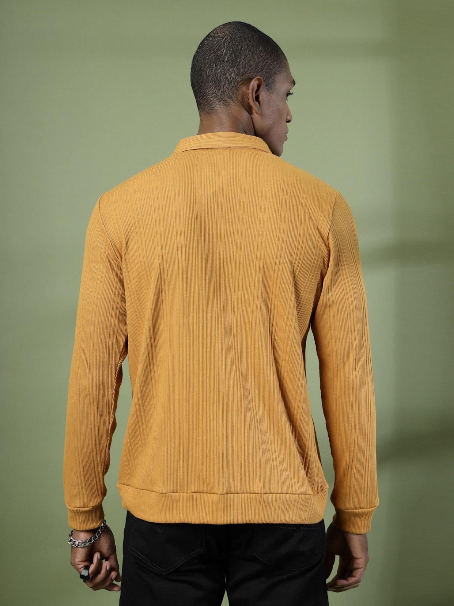 Rigo Light Brown Cotton Relaxed Fit Striped Polo T-Shirt