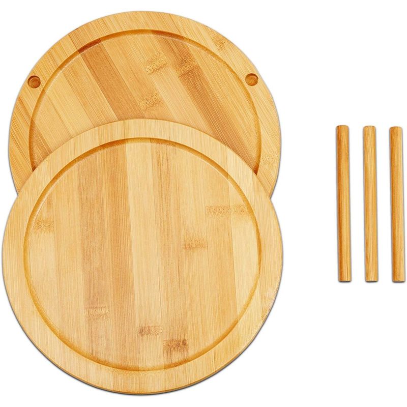 Farmlyn Creek Bamboo Turntable for Kitchen Cabinet, 2-Tier Organizer (10 x 7 Inches)