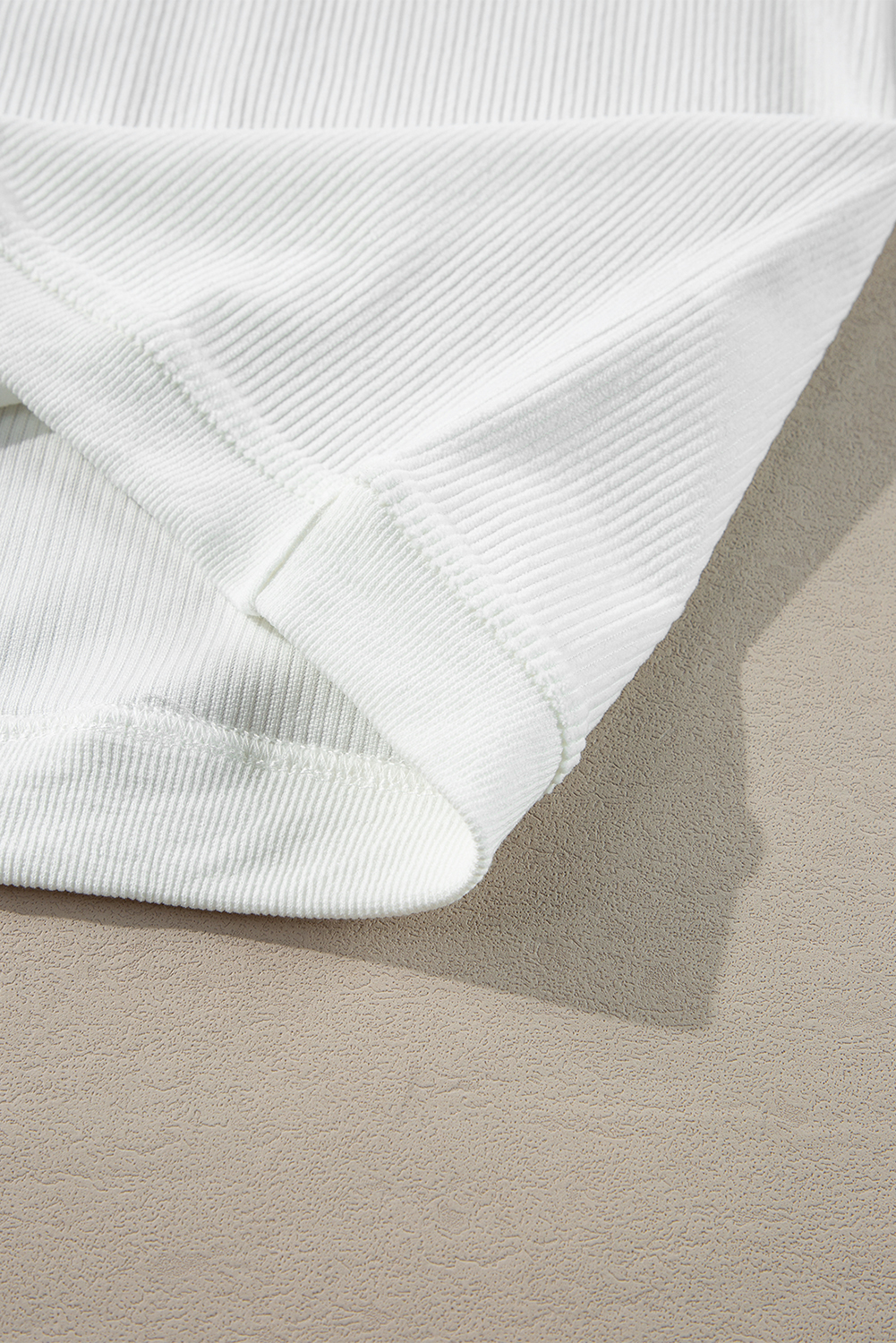 Khaki Plain Drop Shoulder Ribbed Trim Oversized Sweatshirt