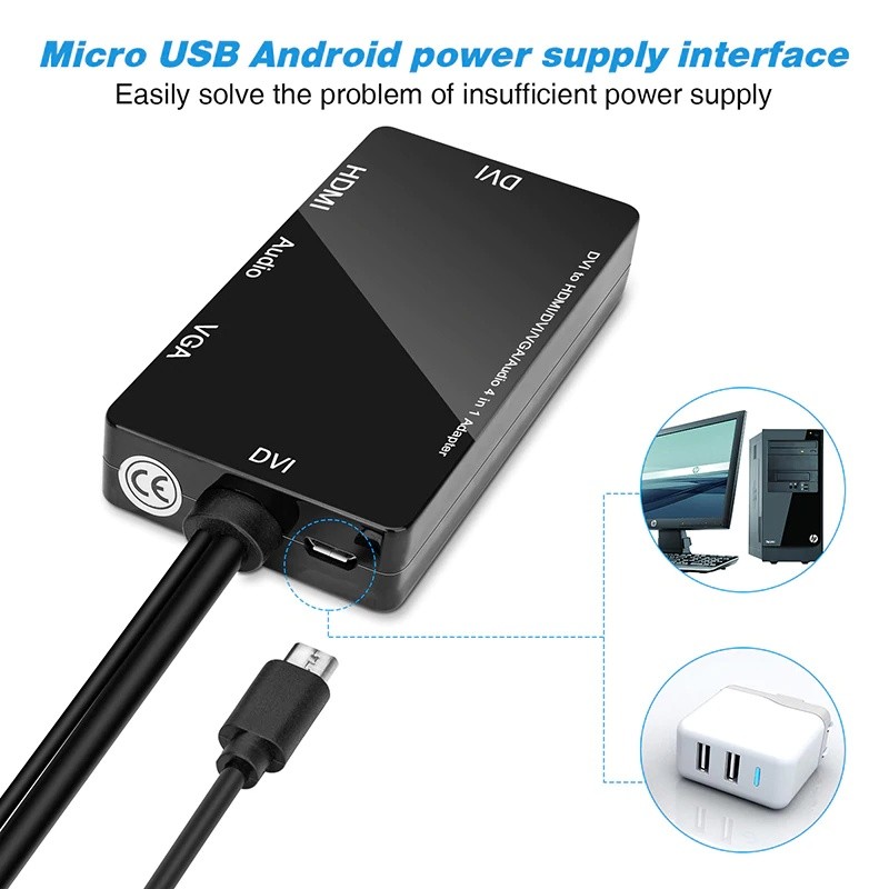 to AV Converter to RCAto AV 1080P to 3RCA CVBS AV Composite Video Audio Converter Adapter Supports PALNTSC with USB Charge Cable for PC Laptop HDTV DVD to AV Black