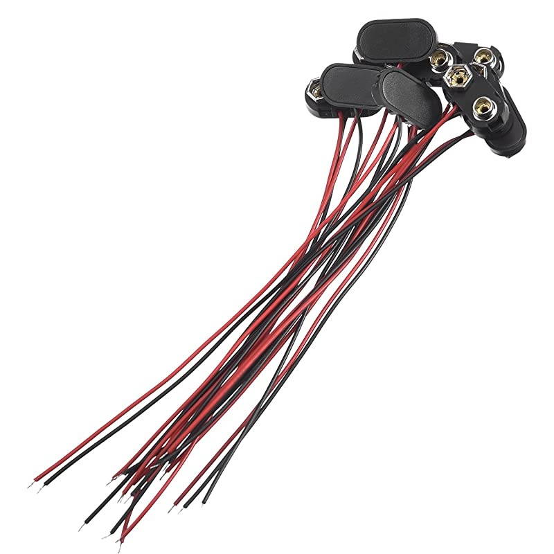 Pack T Type 9 V Battery Clip Connector Long Cable Connection Hard Shell Black Red Connector T Type