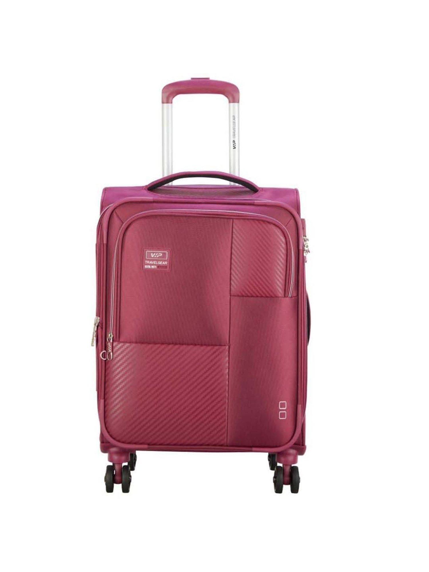 VIP Cardinal Str Exp Burgundy Striped Soft Cabin Trolley Bag - 39.5 cm