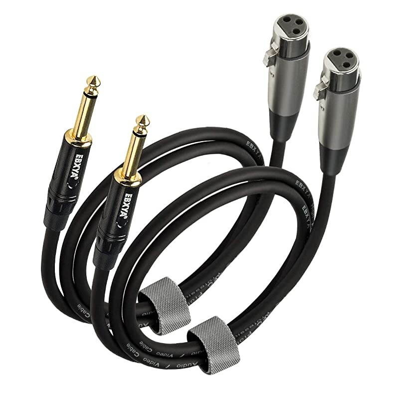 14 inch TS to XLR Female Cable 3 Ft 2 Packs Microphone to Guitar Mono Unbalanced Cable