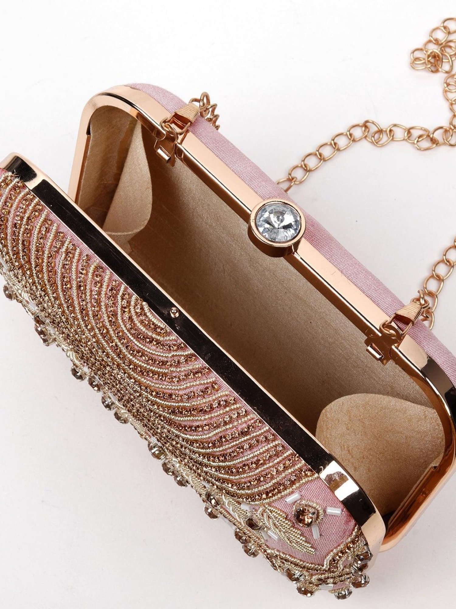 Odette Pink & Gold Embellished Sling Handbag