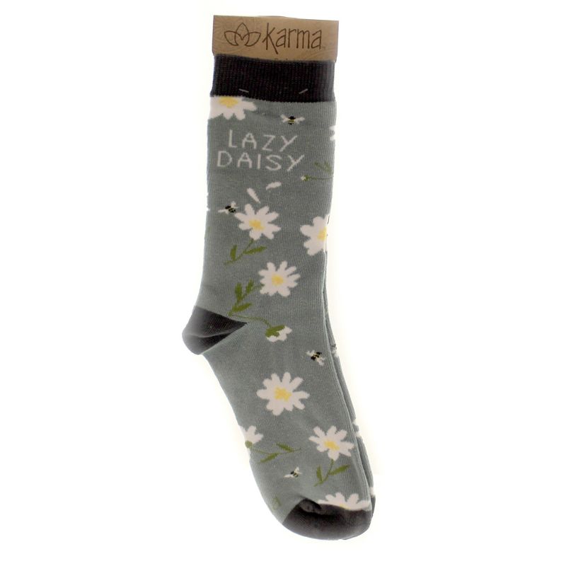 Novelty Socks 12.0" Daisy Crew Socks Lazy Daisy Karma  -  Socks