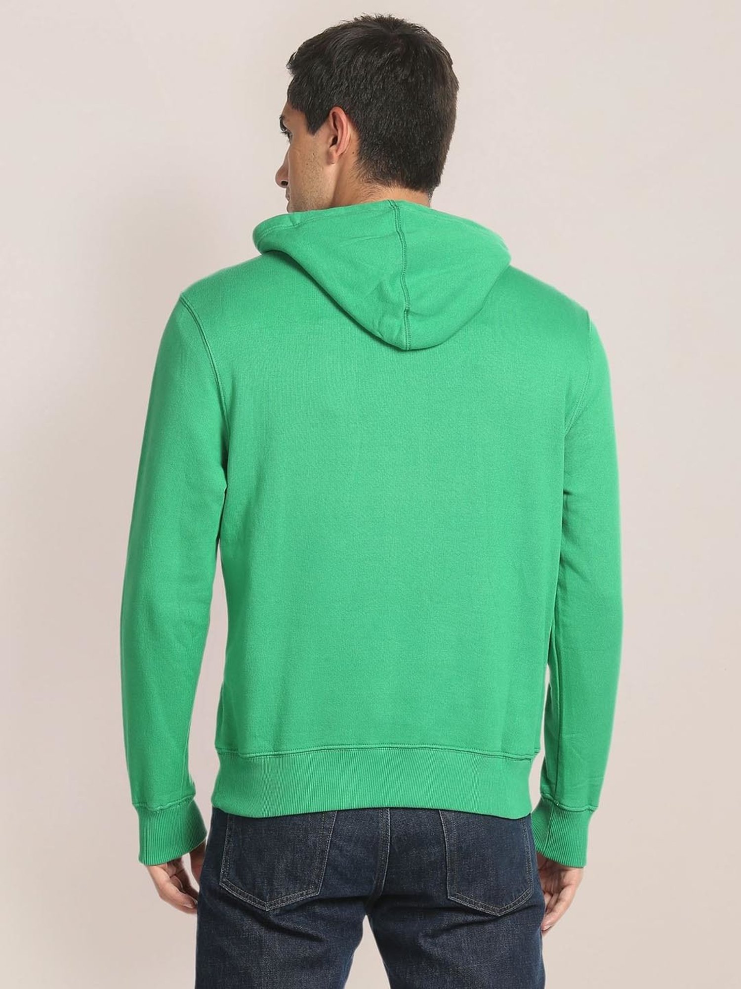 U.S. Polo Assn. Green Cotton Regular Fit Printed Hooded Sweatshirt