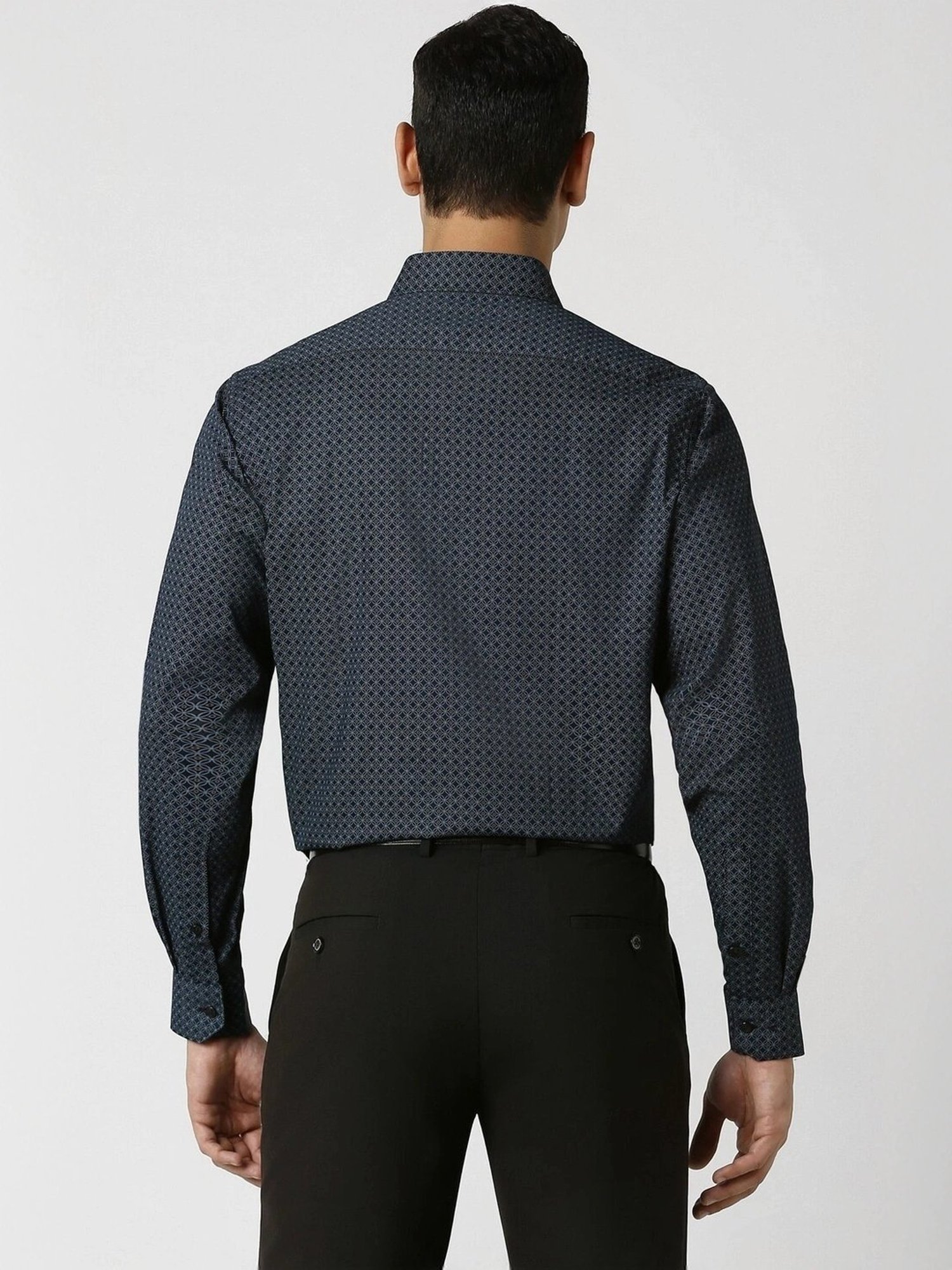 Spykar Blue Cotton Slim Fit Checks Shirt
