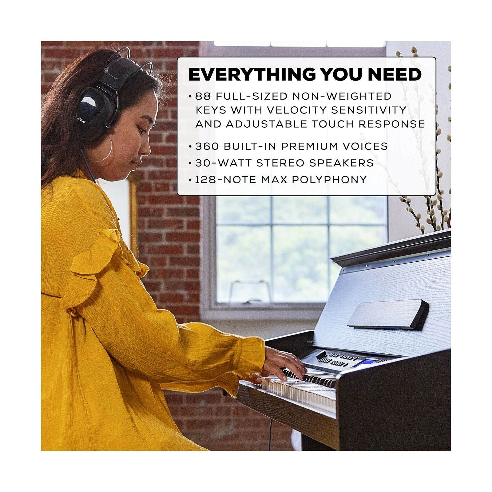 Alesis Virtue - 88-Key Beginner Digital Piano with Full-Size Velocity-Sensiti...