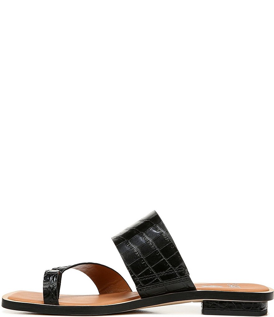 Sarto by Franco Sarto Ediana Croco Print Leather Toe Ring Square Toe Sandals