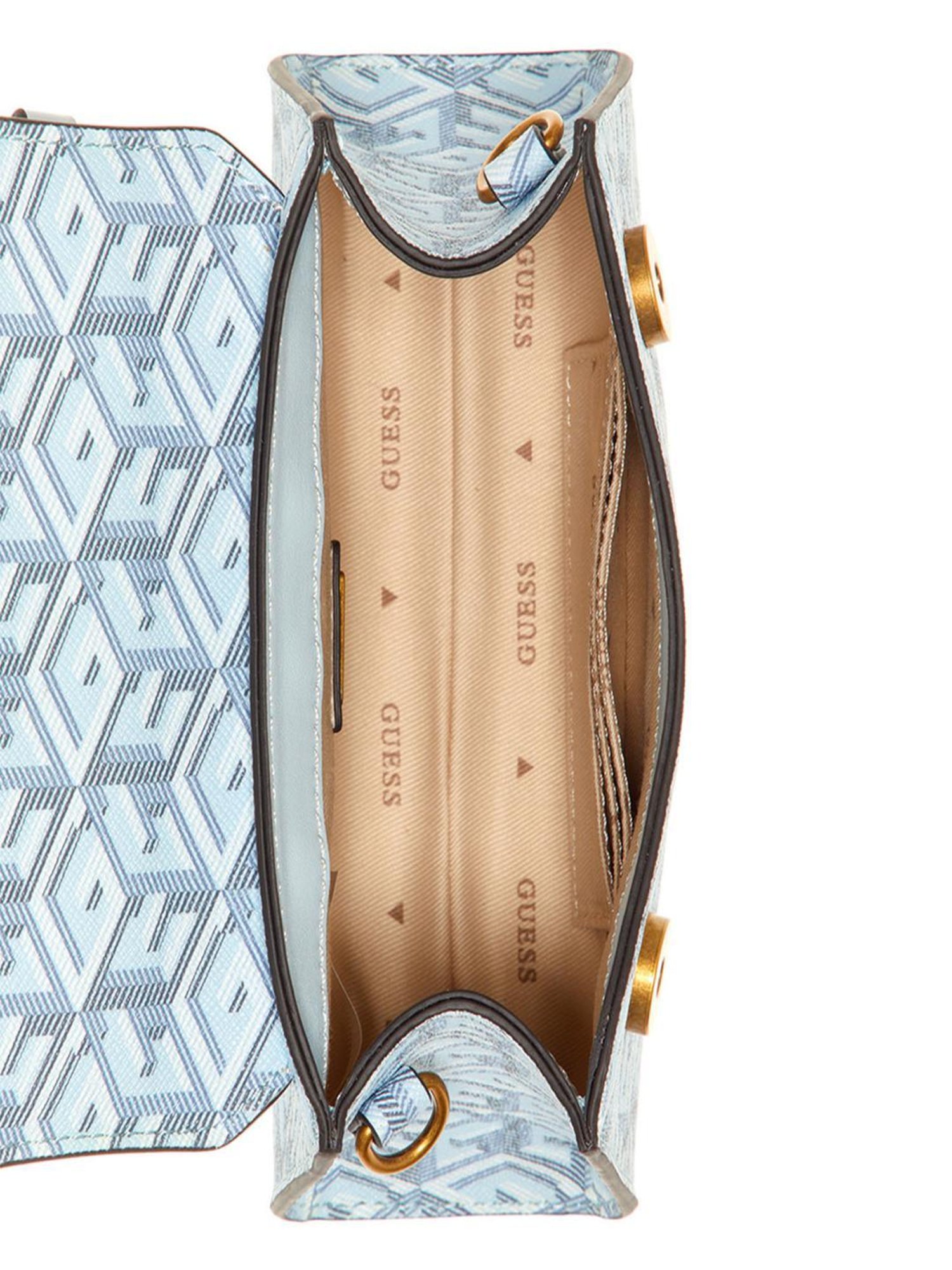 Guess Ice Blue  Printed Satchel Handbag