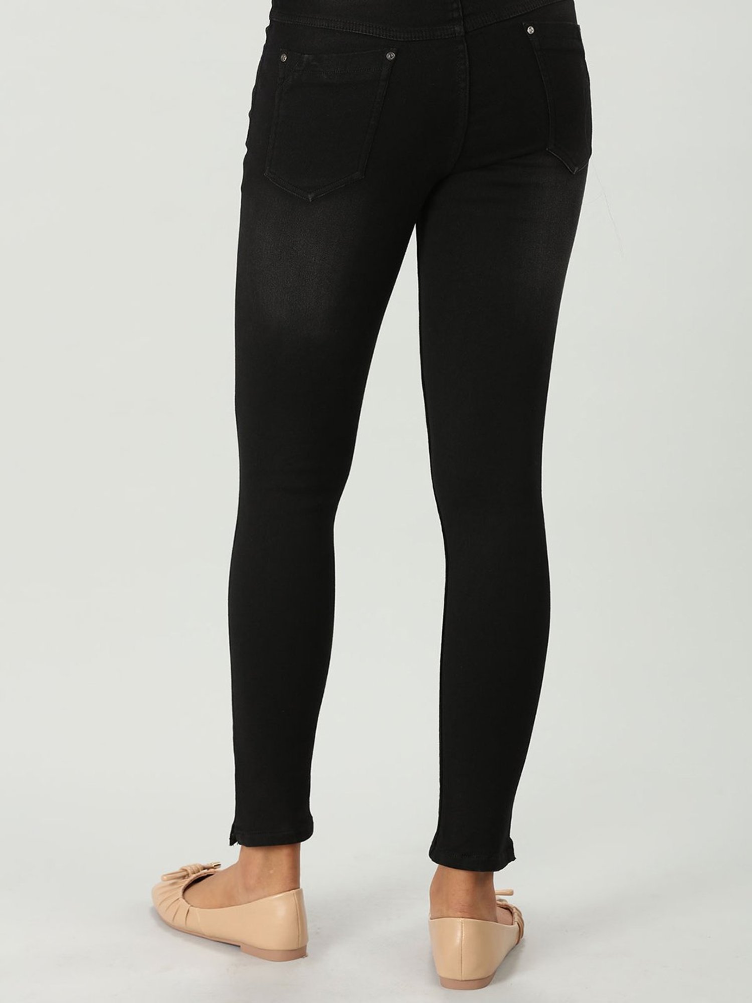 Mustard Black Denim Slim Fit Mid Rise Jeans