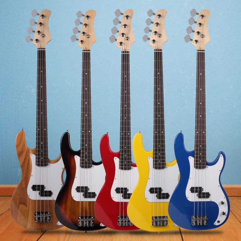 Blue Beginner Band 4 String Burning Fire Electric Bass Guitar