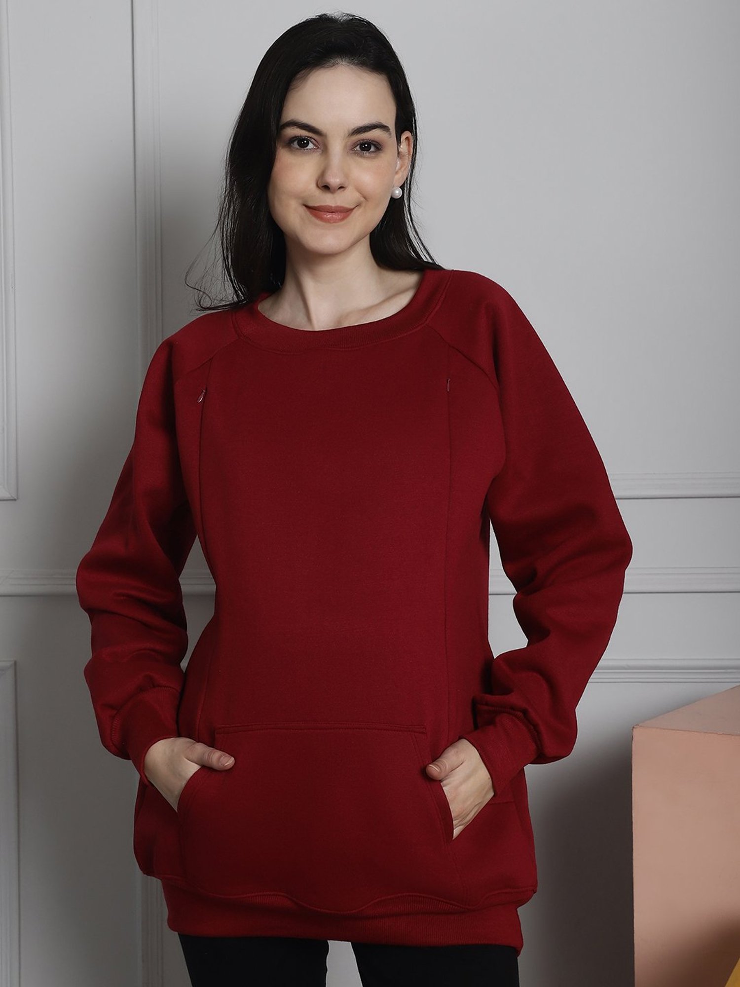 Secret Wish Maroon Maternity Pullover