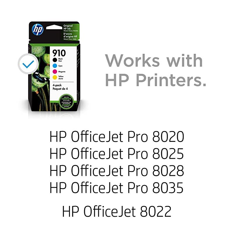 910 | 4 Ink Cartridges | Black Cyan Magenta Yellow | 3YL61AN 3YL58AN 3YL59AN 3YL60AN