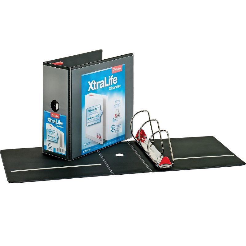 Cardinal Clearvue Binder D-Ring 5" Capacity 11"x8-1/2" Black 26351CB