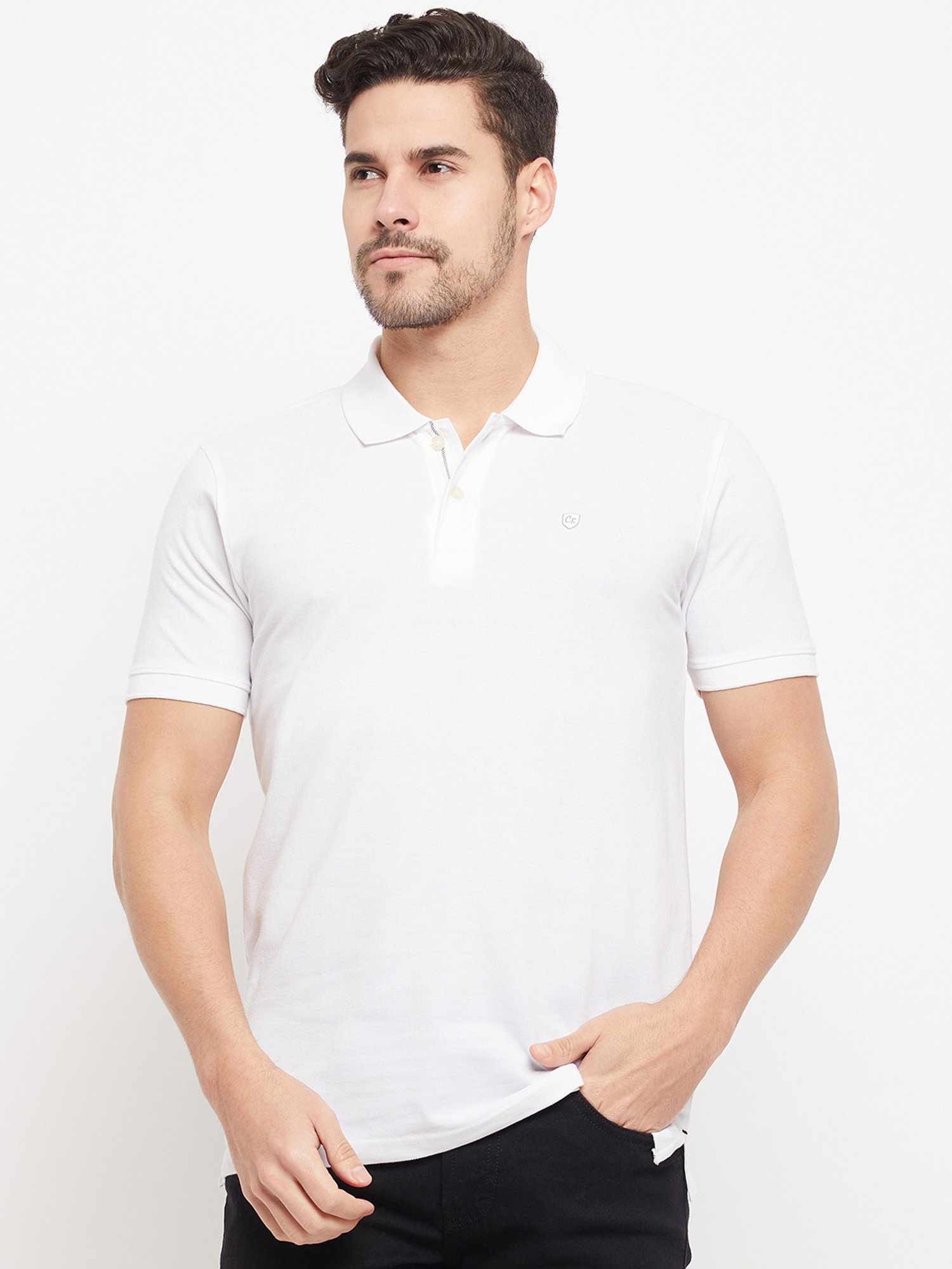 Cantabil White Regular Fit Polo T-Shirt