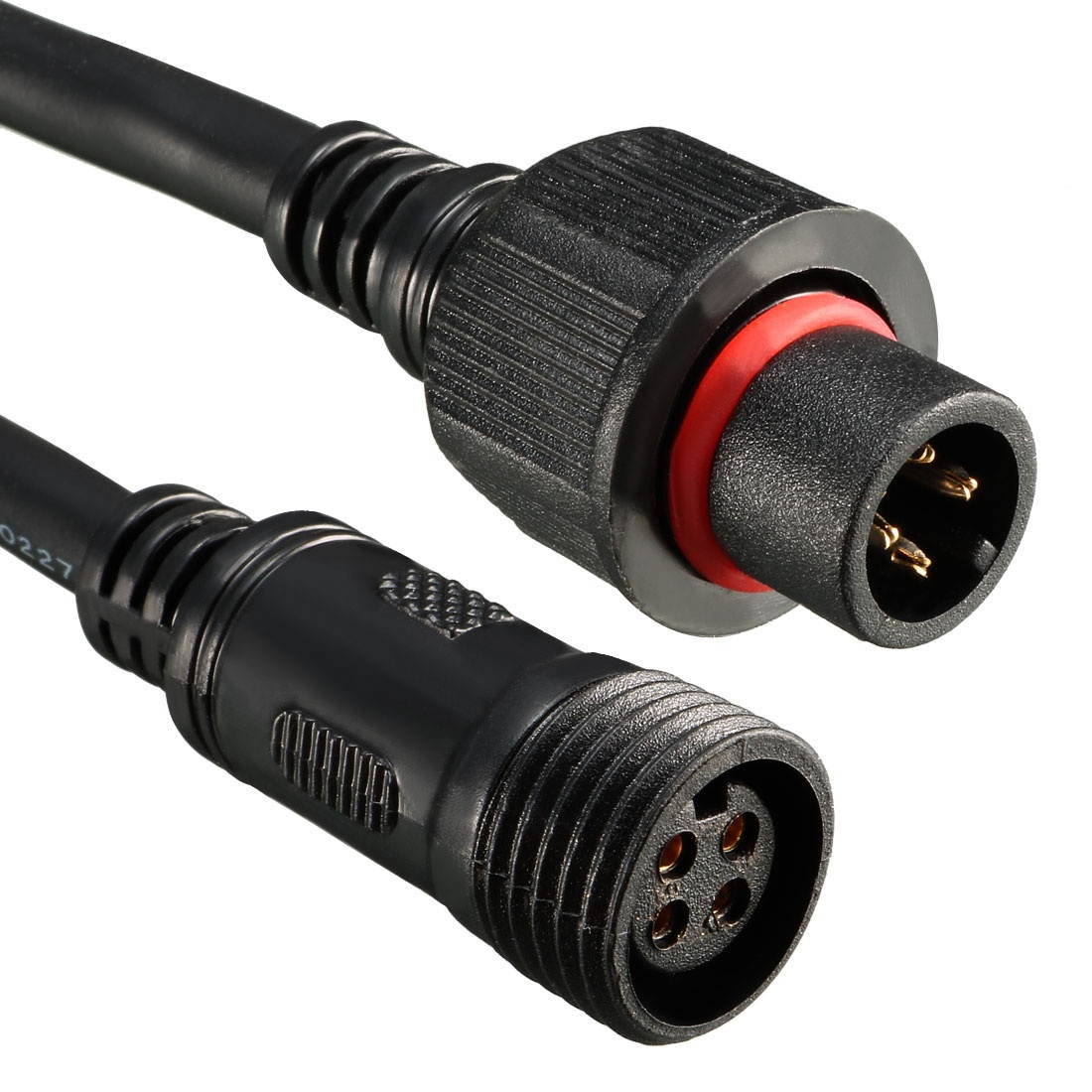 Male Female 4 Terminal Waterproof Connector Cable Black for LED Strips Light