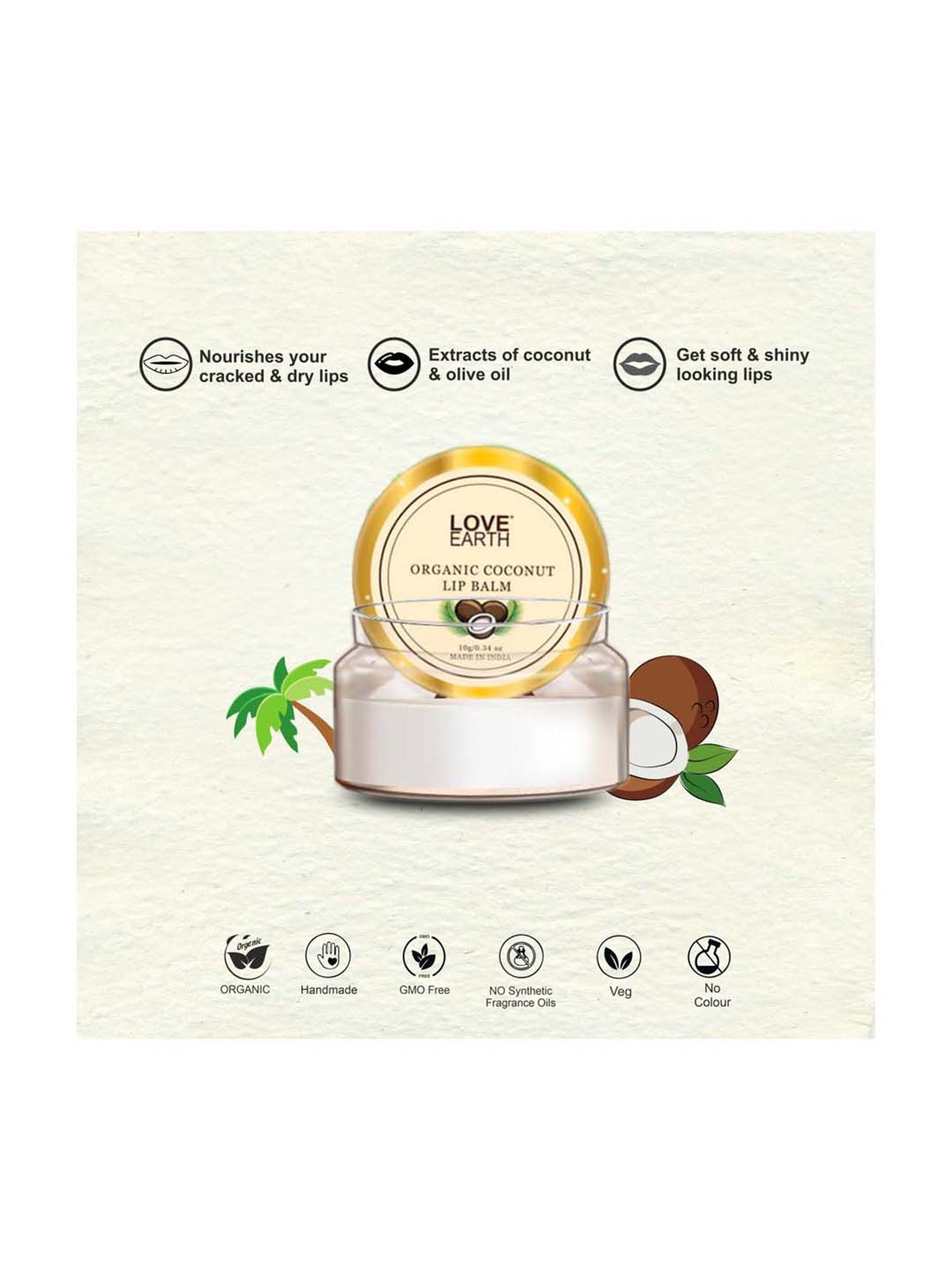 Love Earth Coconut Lip Balm - 10 gm