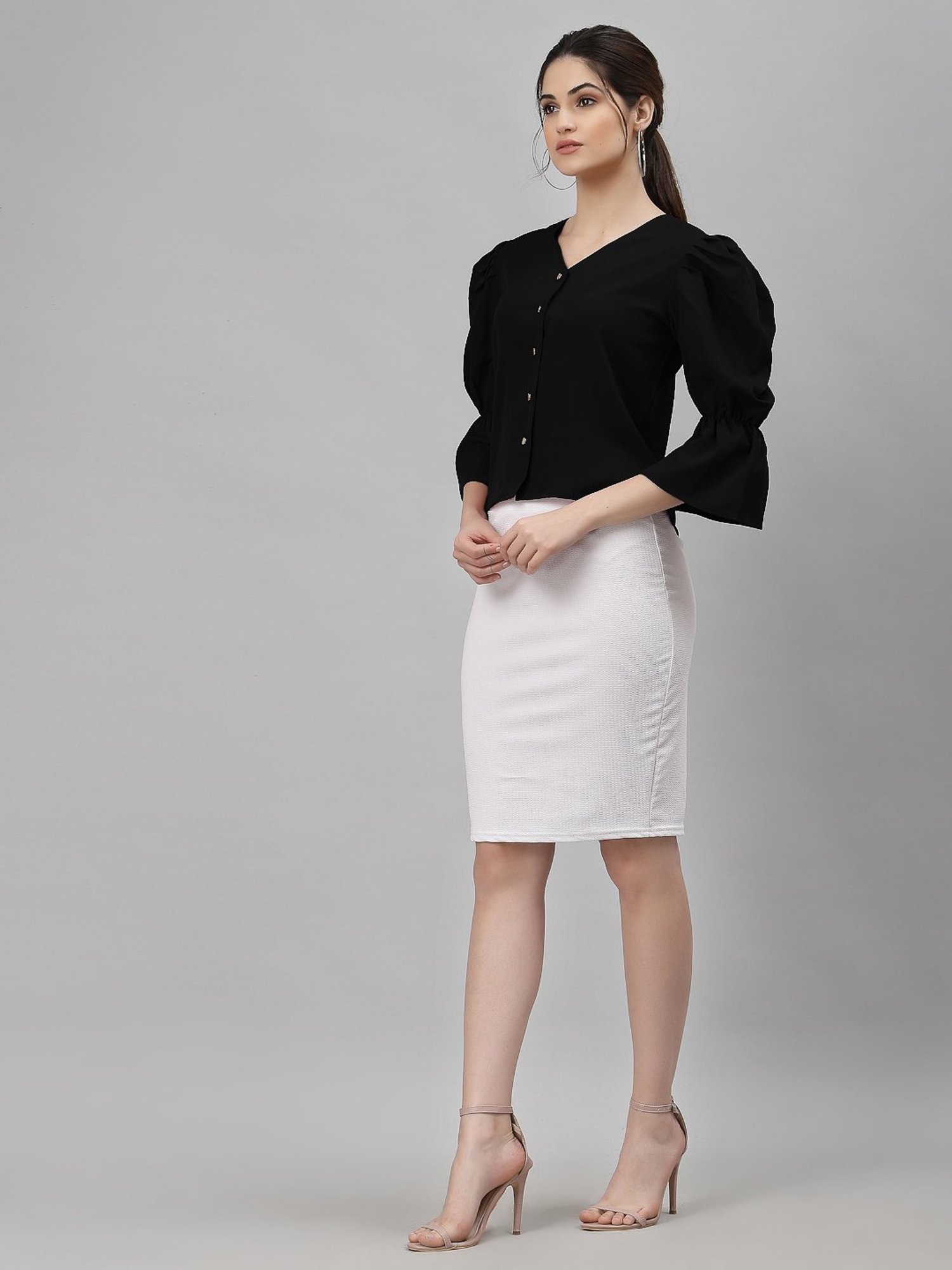 NEUDIS Black V Neck Blouse