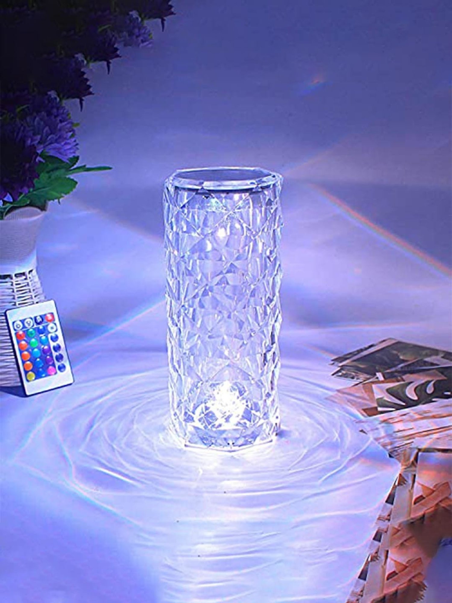 Xergy Crystal Diamond Table Lamp, 16 Colors RGB with Touch & Remote Control for Living Room, Bedroom