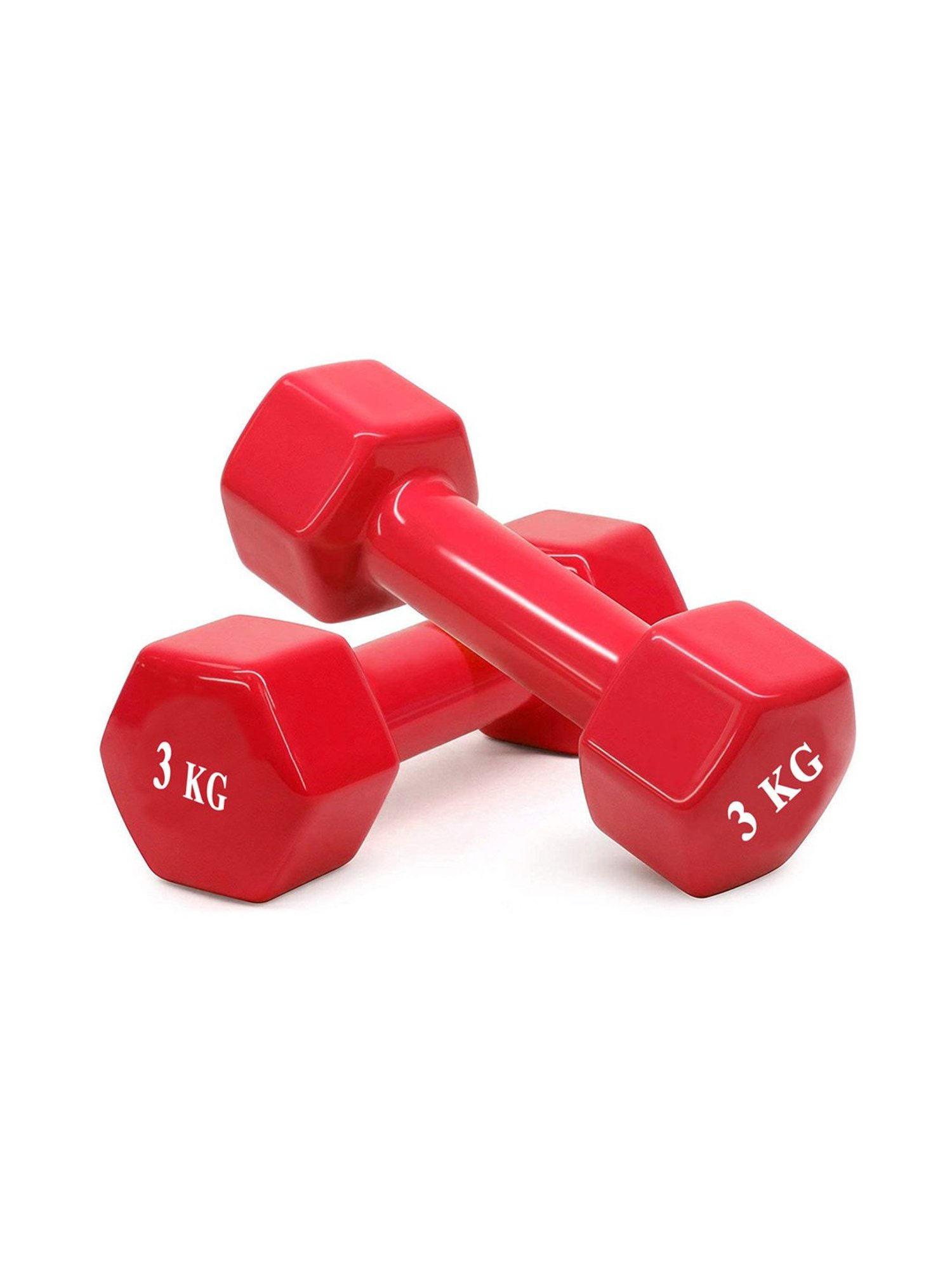 Protoner Cast Iron Vinyl Coated Fixed Dumbbells Pair of 3 kg (Red)
