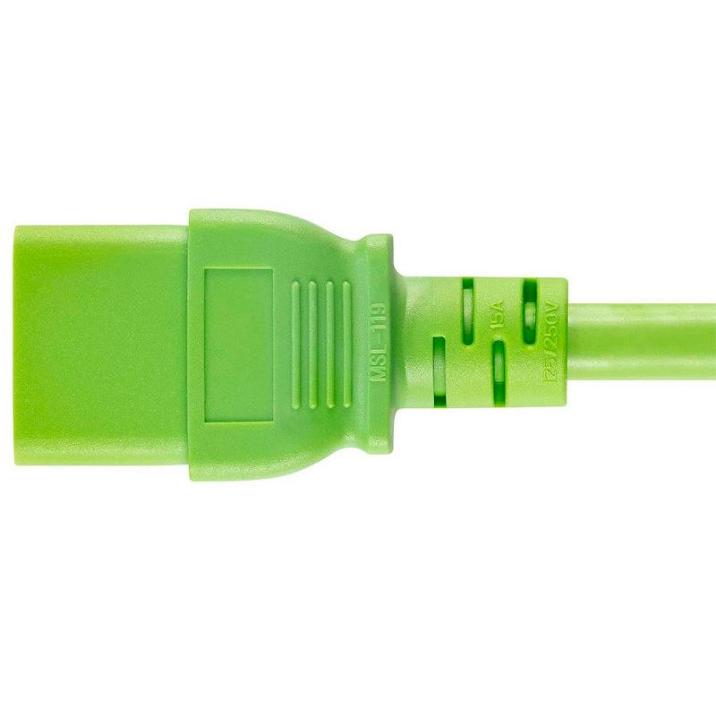 Monoprice Power Cord - 10 Feet - Green | IEC 60320 C14 to IEC 60320 C19, 14AWG, 15A/1875W, SJT, 100-250V, For Powering Computers, Monitors