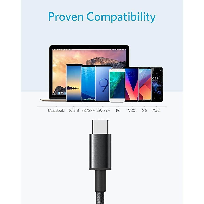 USB C Cable  2Pack 6 ft Type C Charger Premium Nylon USB Cable USB A to Type C Charging Cable Fast Charge for Samsung Galaxy S10 S10+ Note 8 LG V20 and Other USB C Charger Black