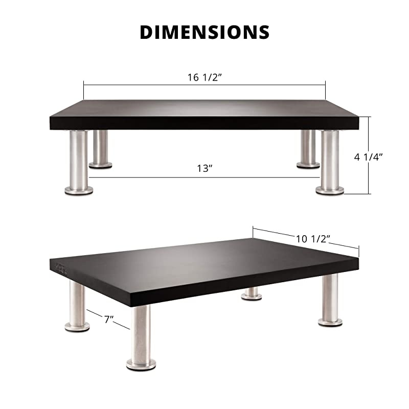 Stand for Computer Laptop Screen Solid Bamboo Riser Supports The Heaviest s Printers or TVs Perfect Shelf Organizer for Office Desk Accessories TV Stands Black