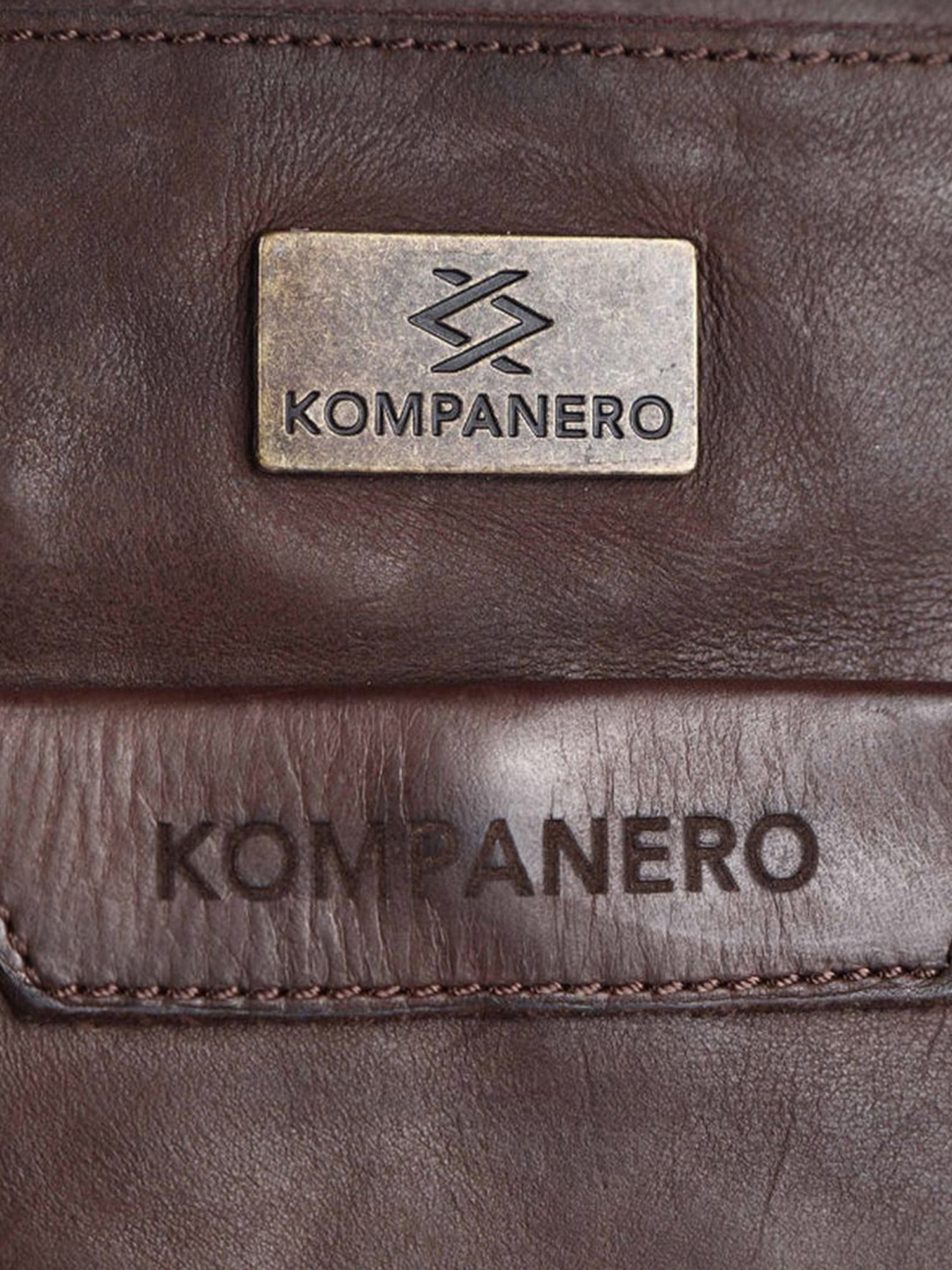 KOMPANERO Leo Dark Brown Leather Solid Cross Body Bag
