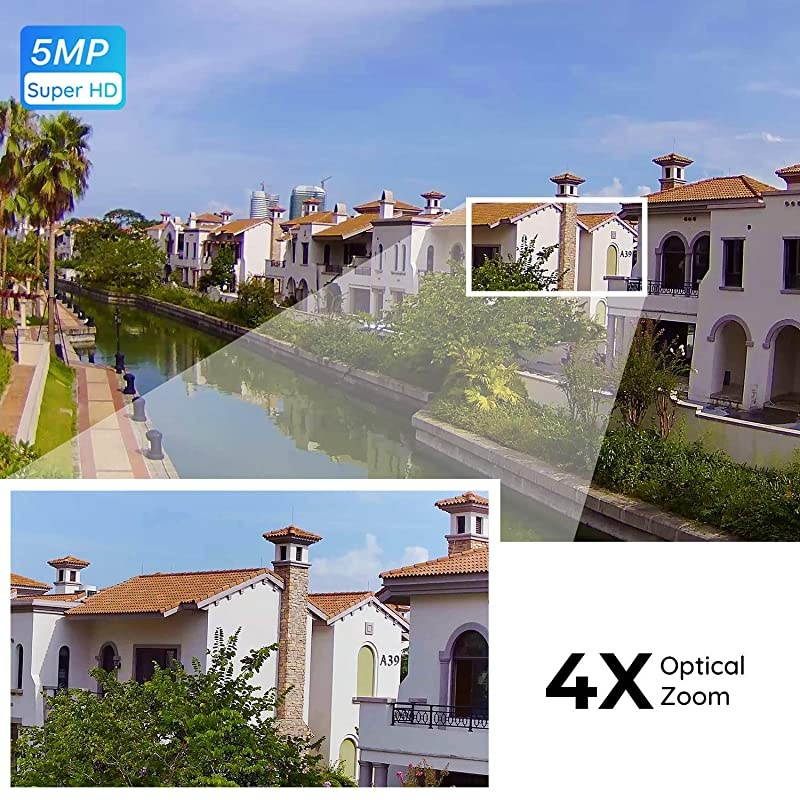 Security Camera Outdoor,  5MP HD Plug-in WiFi Outdoor Cameras for Home Security, 4X Optical Zoom, 2.4/5Ghz WiFi, Motion Detection, Night Vision, Work with Google Assistant, RLC-511W