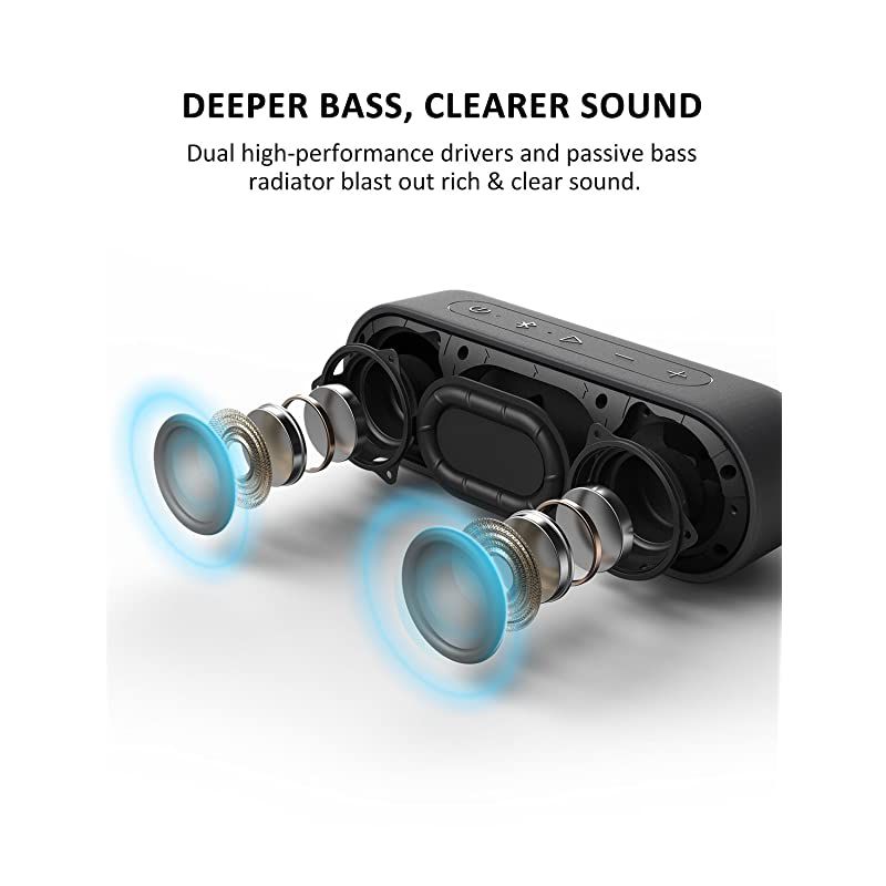 XSound Go Bluetooth Speakers 12W Portable Speaker Loud Stereo Sound Rich Bass IPX7 Waterproof 24 Hour Playtime 66 ft Bluetooth Range Builtin Mic Outdoor Party Wireless Speaker