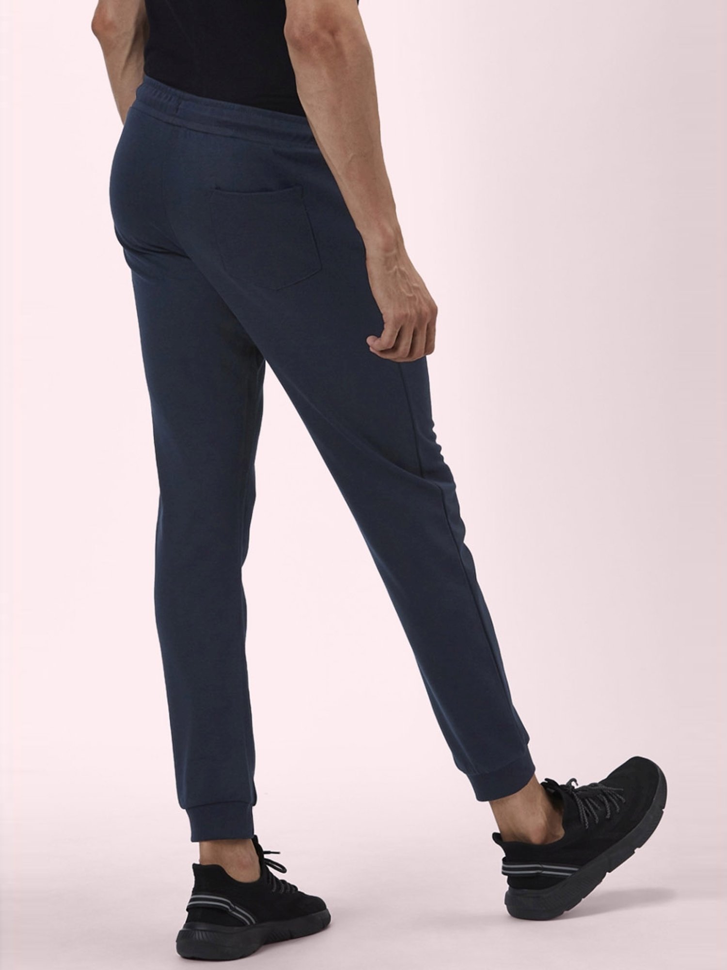 Ajile By Pantaloons Blue Cotton Slim Fit Printed Sports Joggers