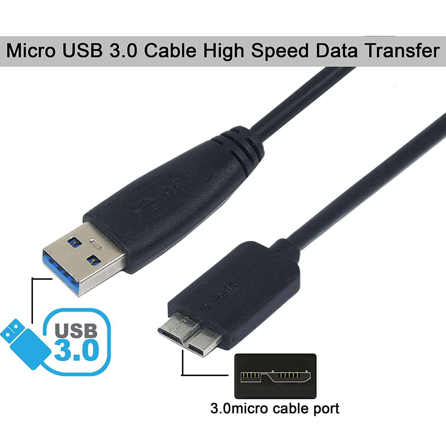 SaiTech IT USB 3.0 Cable A to Micro B high speed upto 5 Gbps data transfer cable for Portable External Hard Drive (SaiTech IT-015)