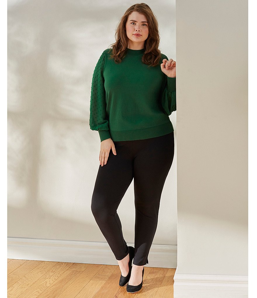 Intro Plus Size Solid Double Knit Tummy Control Leggings