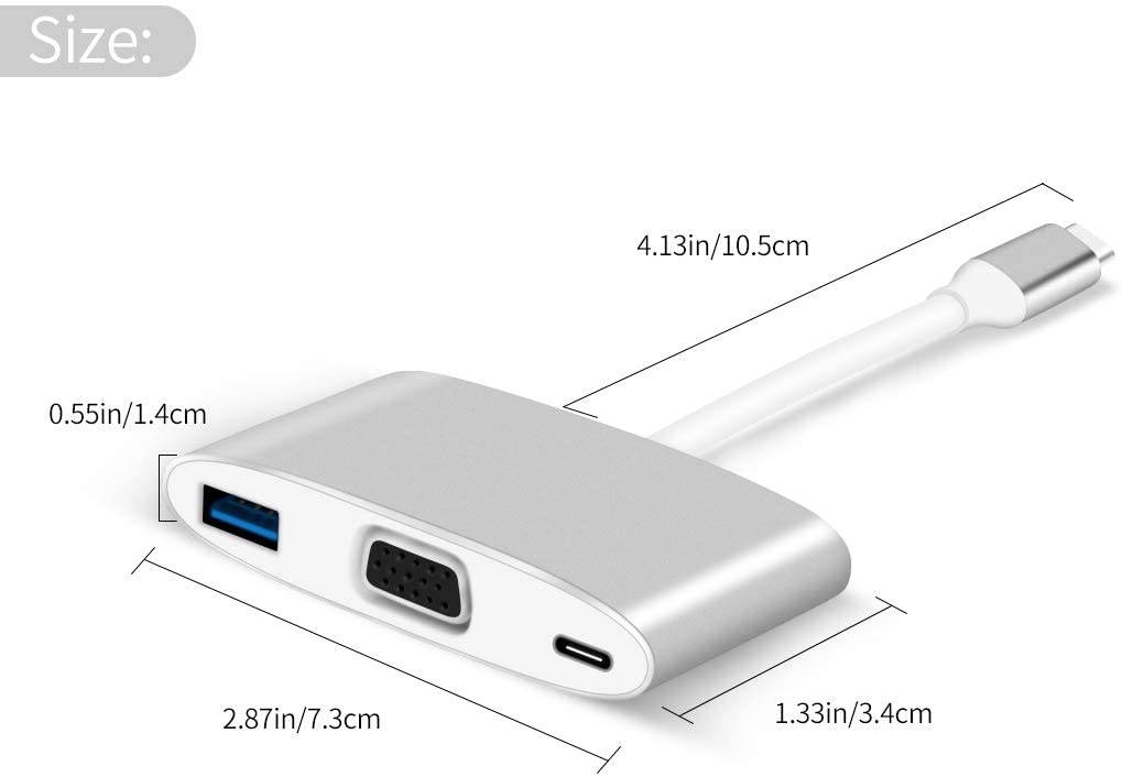 USB 3.0 to Type C Converter Hub Adapter with Type C Charging Port 3.5mm Cable 4 in 1 Multiport Charging Connecting Adapter Compatible New Apple MacBook 12/New MacBook Pro 13 15/ChromeBook Pixel