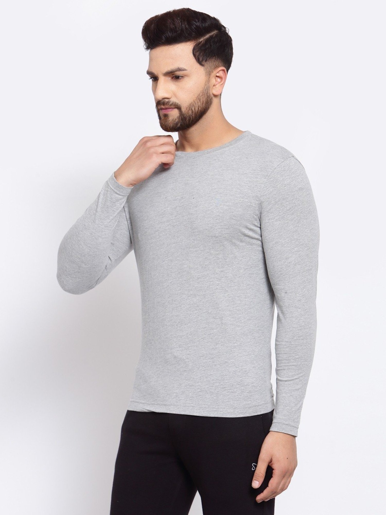 Sporto Sky Grey Slim Fit T-Shirt