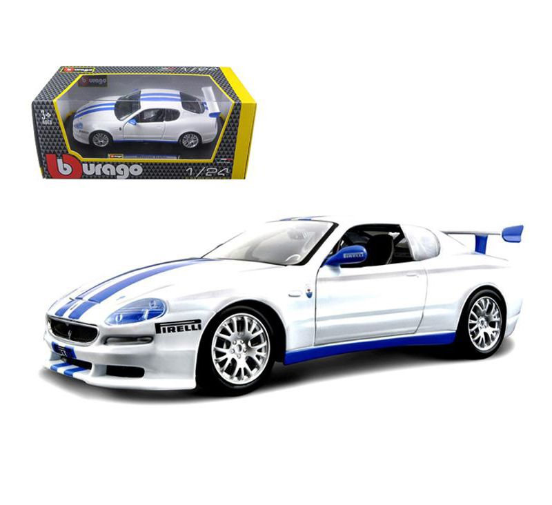 Maserati Trofeo White/Blue 1/24 Diecast Car Model by Bburago