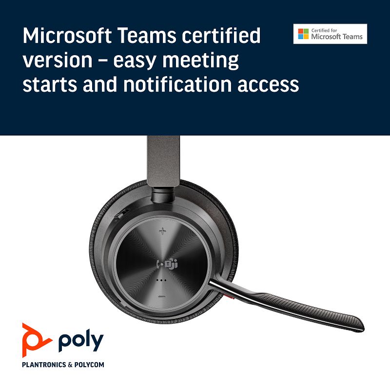 Poly Voyager Focus 2 UC USB-C Headset with Stand (Plantronics) - Bluetooth Dual-Ear (Stereo) Headset with Boom Mic - USB-C PC / Mac Compatible - Active Noise Canceling - Works with Teams (Certified), Zoom & more