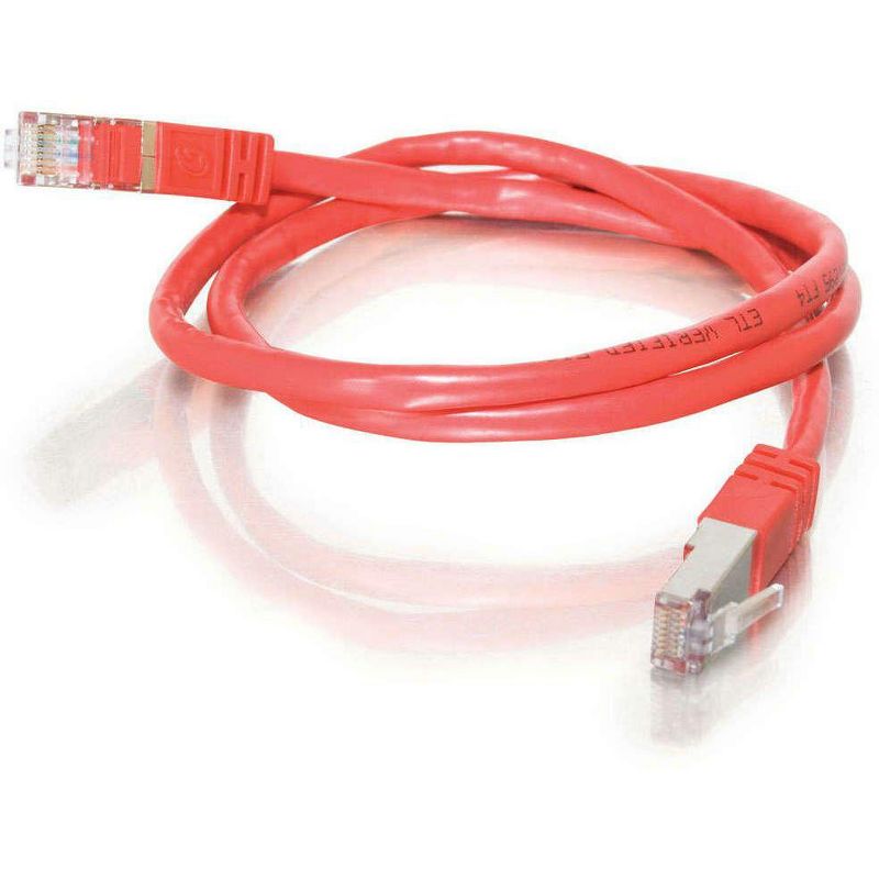 C2G-10ft Cat5e Molded Shielded (STP) Network Patch Cable - Red - Category 5e for Network Device - RJ-45 Male - RJ-45 Male - Shielded - 10ft - Red