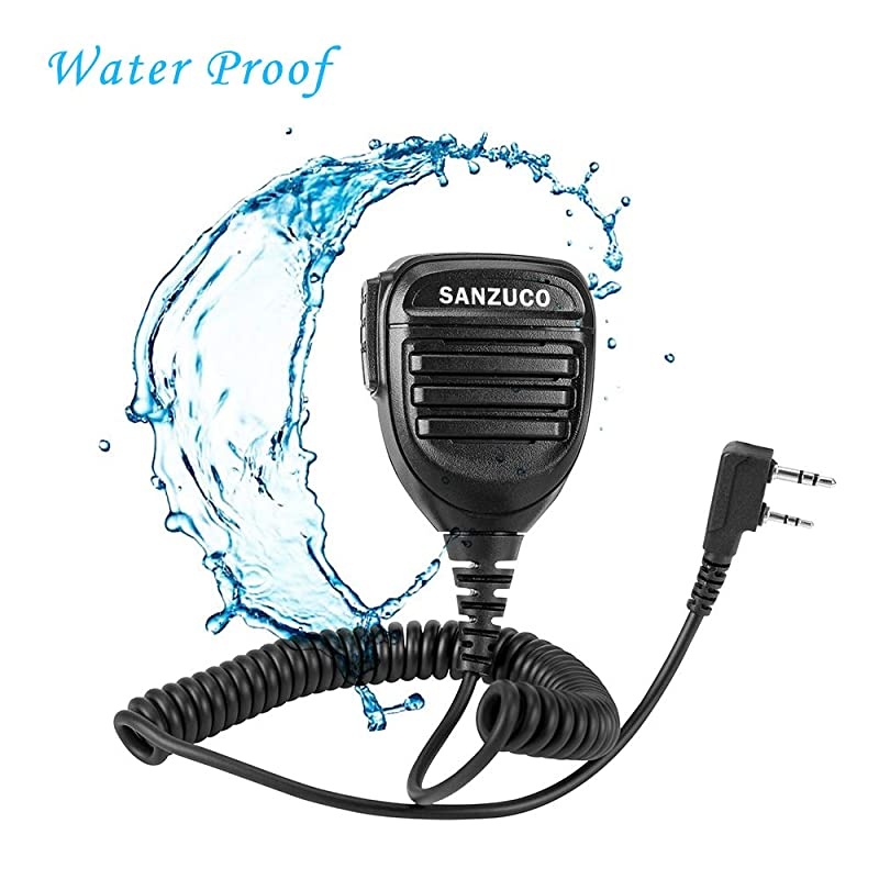 Shoulder Mic Waterproof Handheld Speaking Microphone 2 Pin Radio Mic with PTT for Baofung Kenwood TYT HYT 2 Way Radio Retevis Walkie Talkie Speaker Mic
