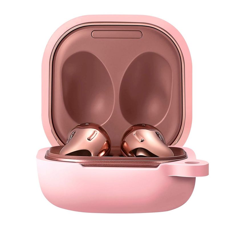 Insten Silicone Case for Samsung Galaxy Buds Pro (2021) / Galaxy Buds Live (2020) with Carabiner Keychain, Pink