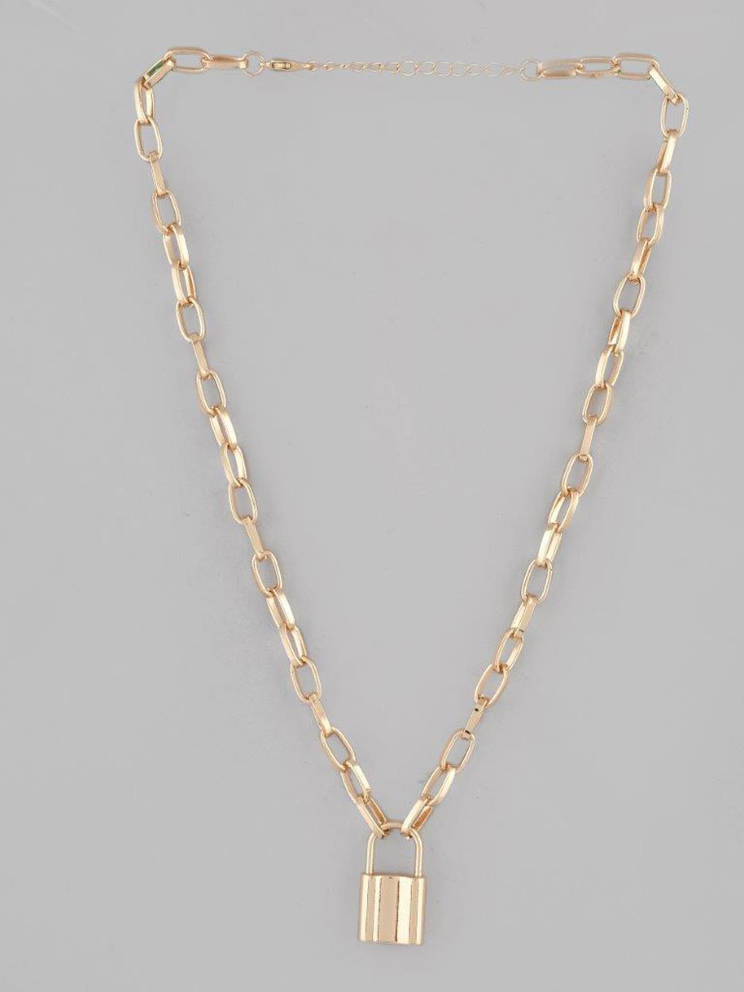 VOJ Mens Gold Plated Lock Chain for Men