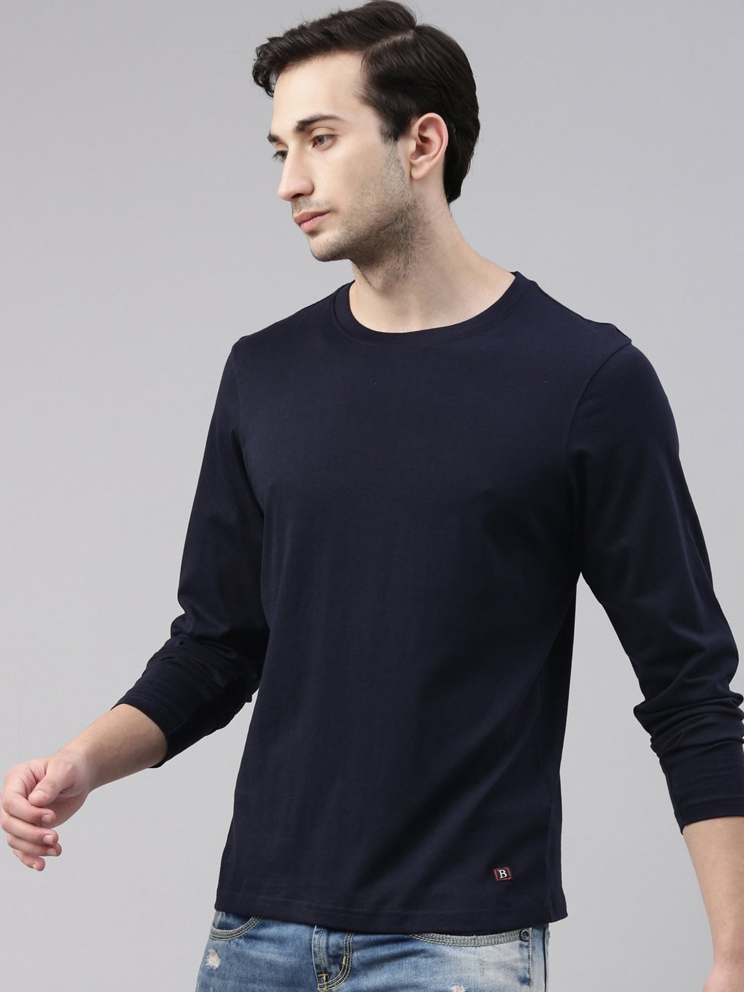 Bushirt Navy Cotton Crew T-Shirt