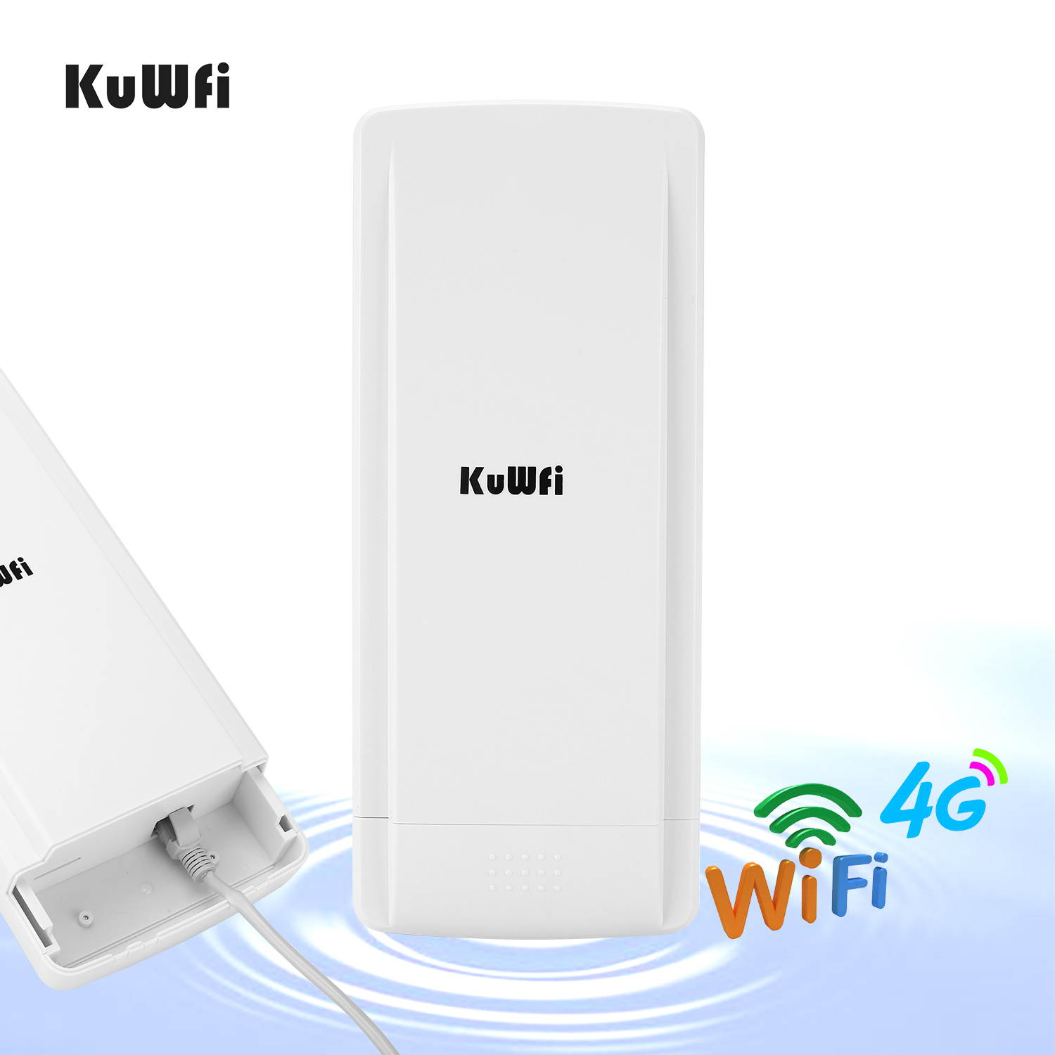 KuWFi Outdoor 4G LTE Router with 48V POE Adapter Outdoor Waterproof 4G LTE CPE Router with Sim Card Slot Gateway/Brigge/Wireless ISP Mode Support B2/B4/B5/B12/B17 Network Band AT&T/T Mobile