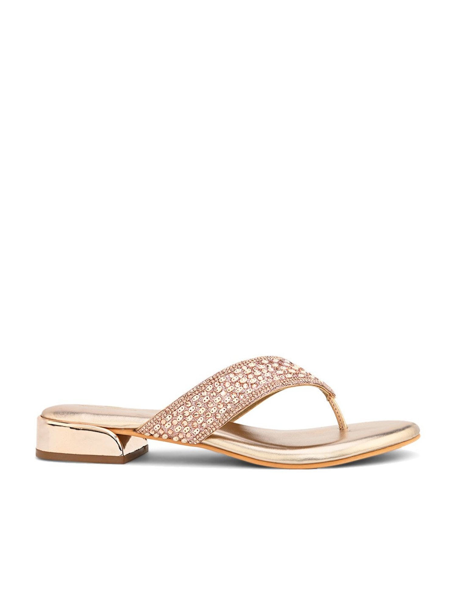 Pelle Albero Women's Rose Gold Thong Sandals