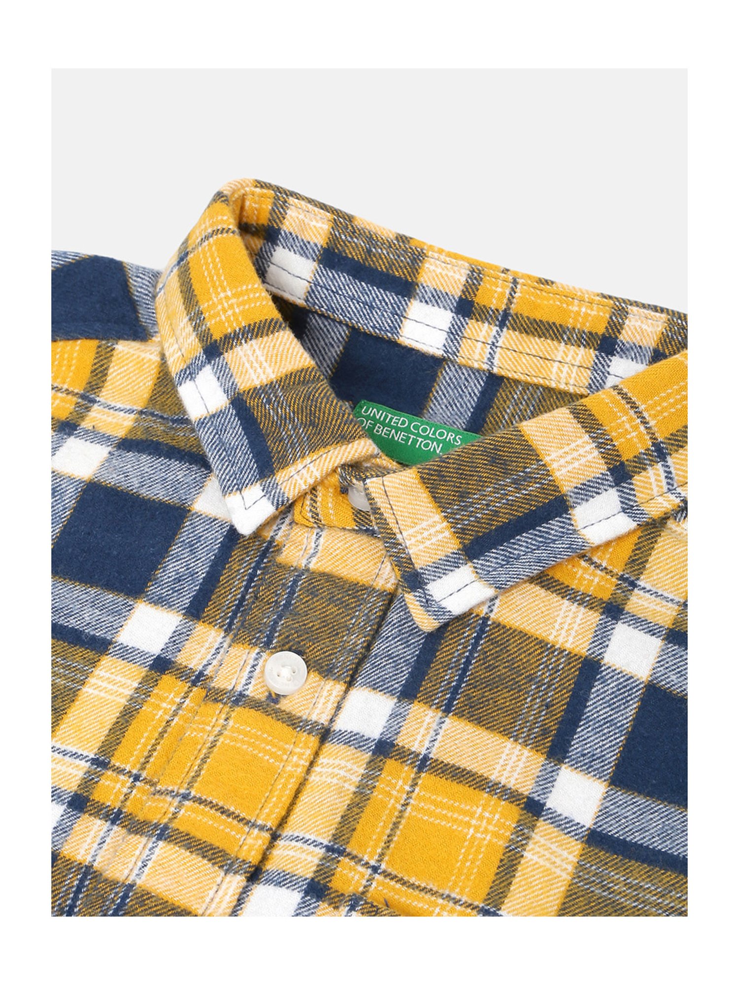 United Colors of Benetton Kids Yellow & Blue Checks Full Sleeves Shirt