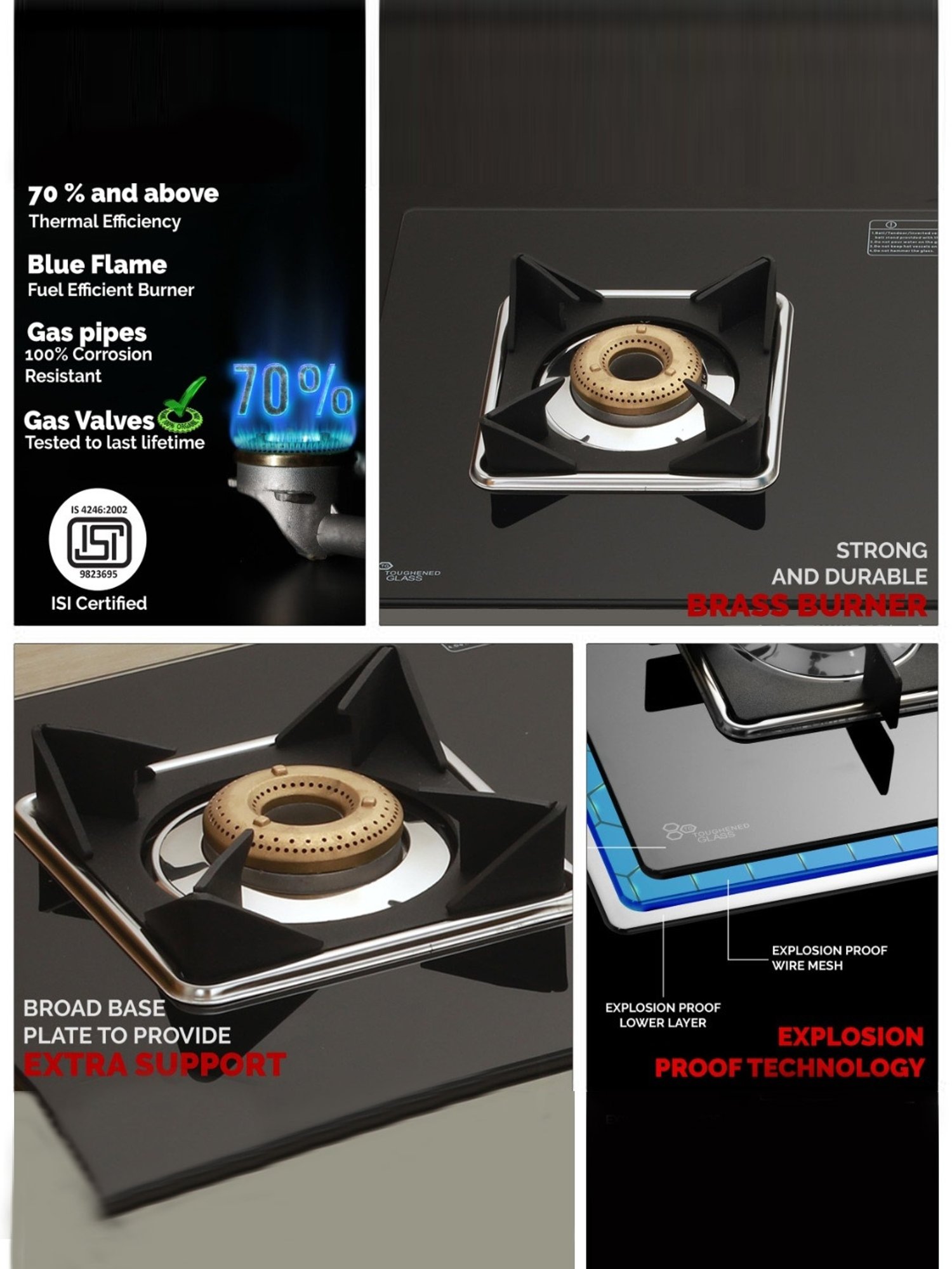 Urban Chef Gas Stove with 2 Burners ( Black )