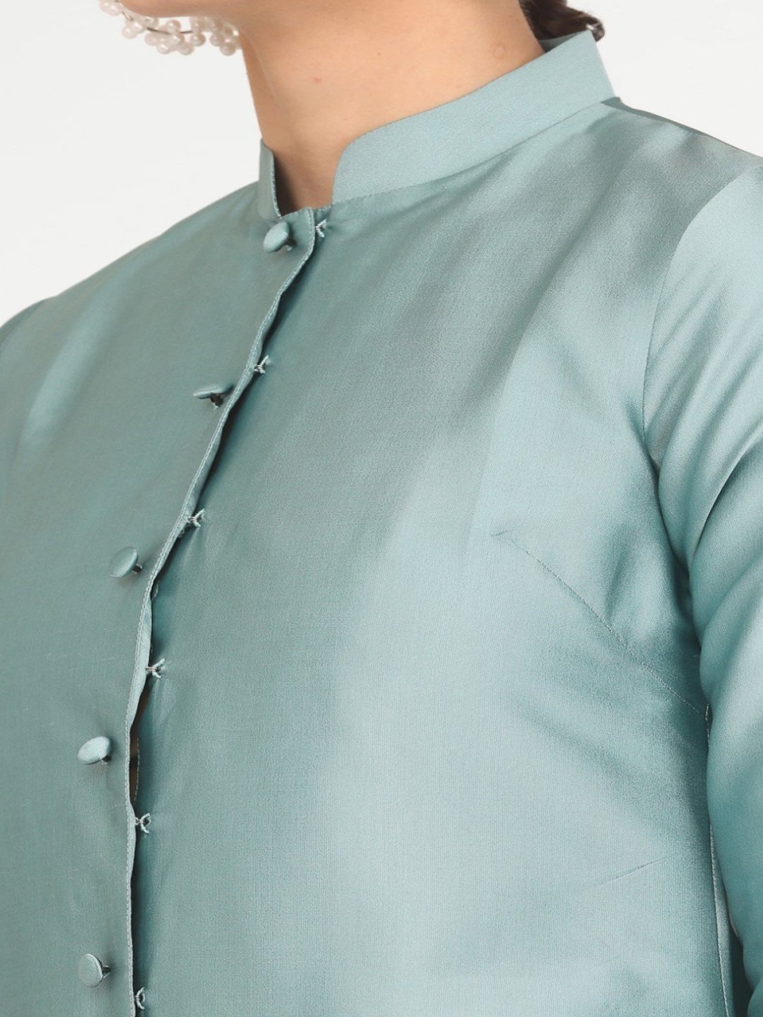 Kaanchie Nanggia Blue Taffeta Jacket with Pant