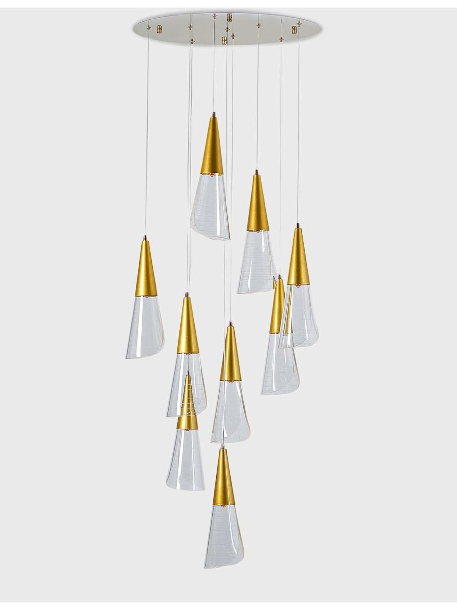 Kapoor E Illuminations 'Blenheim' White & Golden Acrylic 9-In-1 Led Chandelier